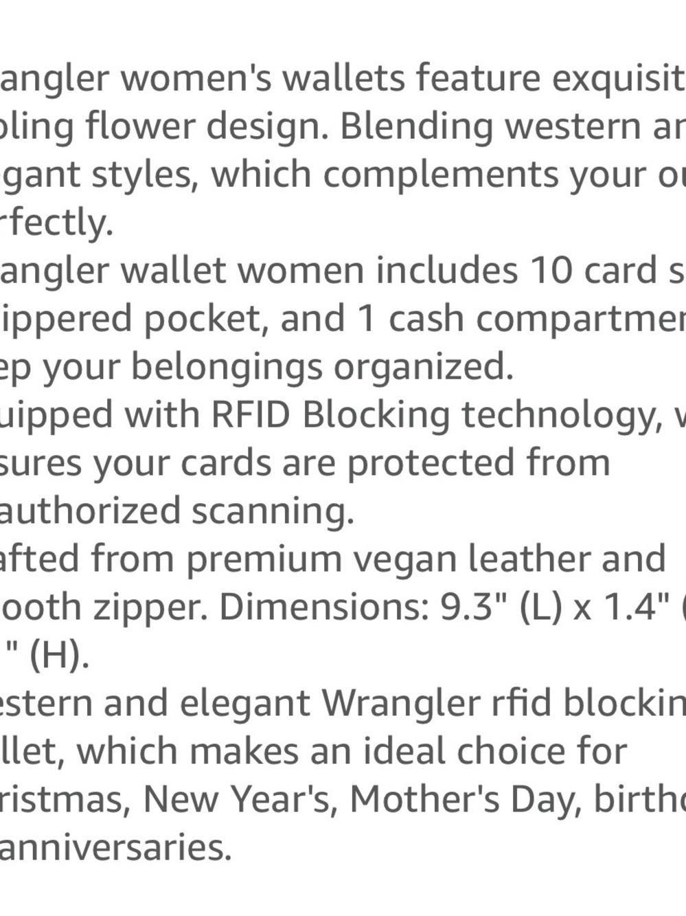 Wrangler Brown Floral Tooled Wallet with Snap Accent - Picture 8 of 8